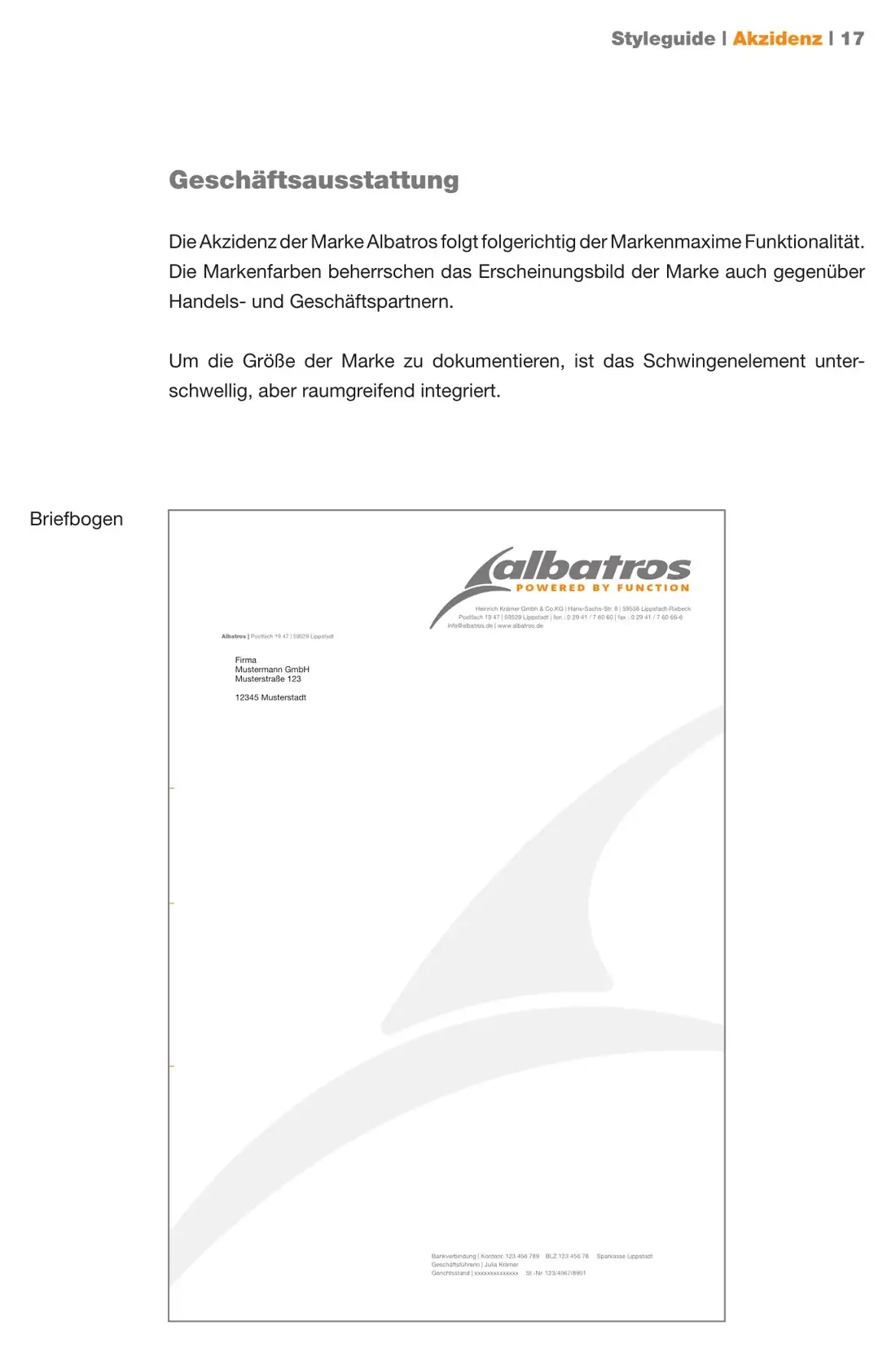 Styleguide Albatros 2005, Seite Corporate-Design-Elemente — die Schwinge als Bildform