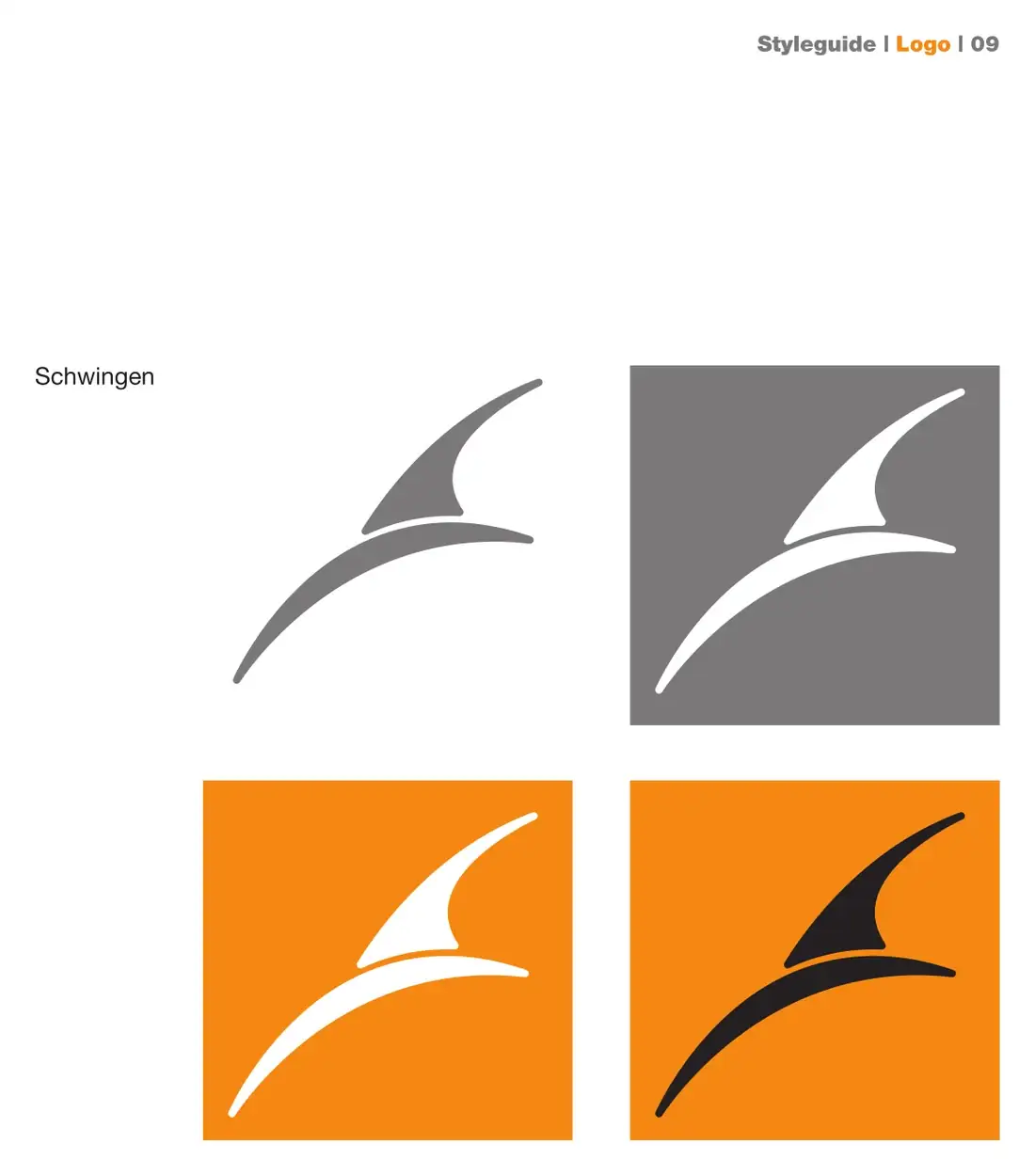Styleguide Albatros 2005, Seite Schwinge — das Markensymbol in seinen Farbfassungen